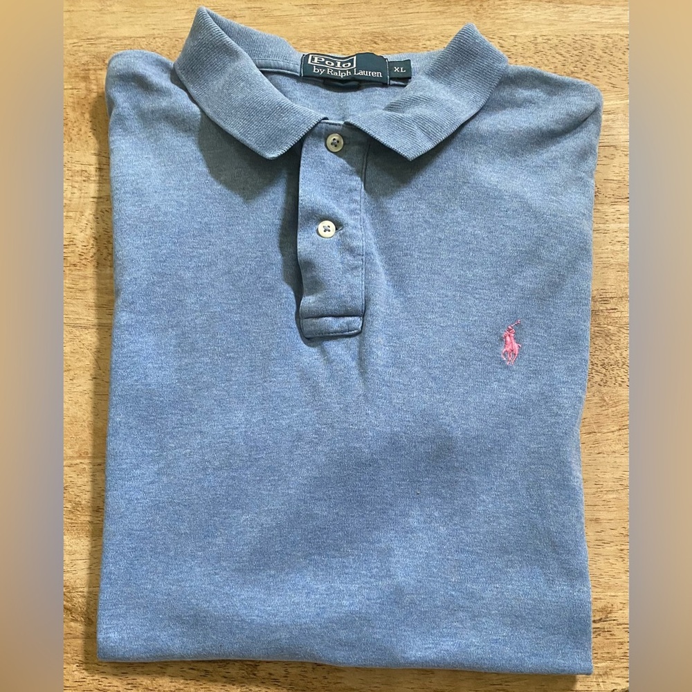 Polo Ralph Lauren Men’s Sz XL Heather Blue Soft‎ Cotton Polo Shirt